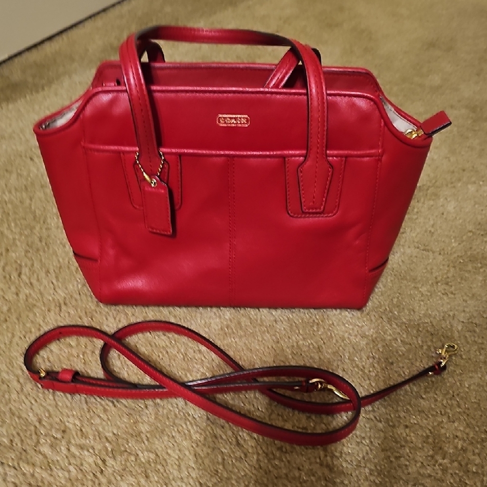 Coach Cherry Red Leather Satchel